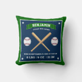 Groene en Blauwe Baseball Bats and Balls Birth Sta Kussen (Voorkant)