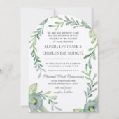 Groene en blauwe bijtende Floral Waterverf Wedding Kaart (Voorkant)