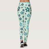 Groene en blauwe bloem op lichtgroene achtergrond leggings (Achterkant)