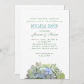 Groene en blauwe bloemen repetitie diner uitnodige kaart (Voorkant / Achterkant)