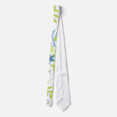 Groene en blauwe bloemen stropdas (Achterkant)