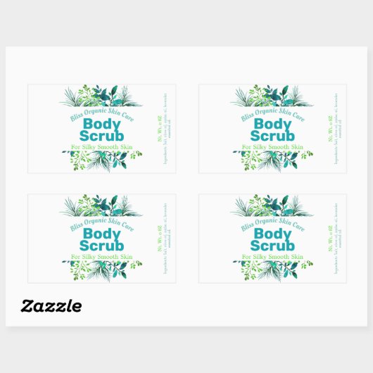 Groene en blauwe body scrub labels (Vel)