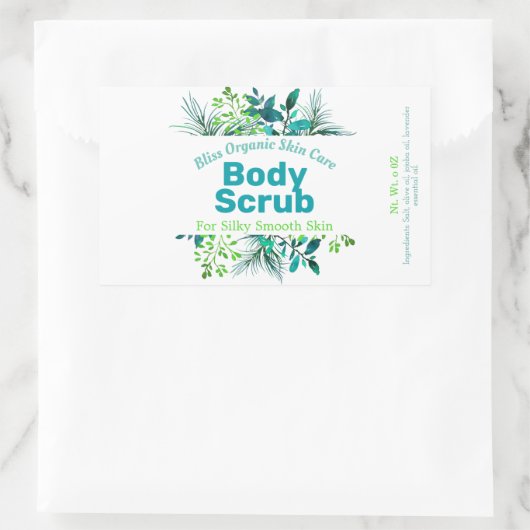 Groene en blauwe body scrub labels (Tas)