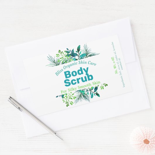 Groene en blauwe body scrub labels (Envelop)