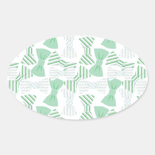Groene en Blauwe Bow Stropdas Design BOWTIES Ovale Sticker (Voorkant)
