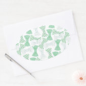 Groene en Blauwe Bow Stropdas Design BOWTIES Ovale Sticker (Envelop)