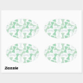 Groene en Blauwe Bow Stropdas Design BOWTIES Ovale Sticker (Vel)