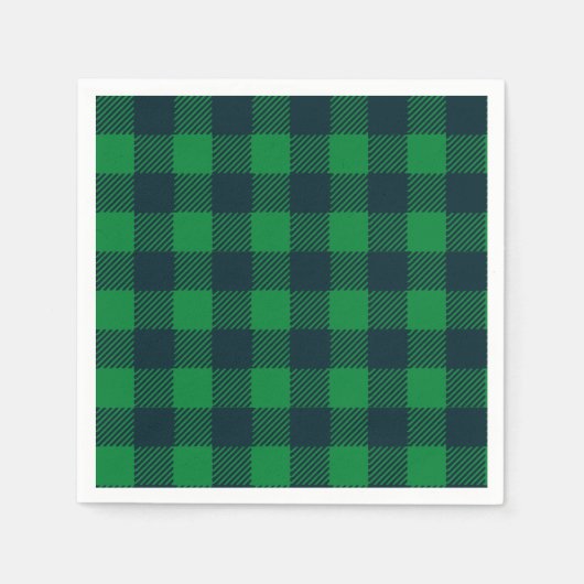 Groene en Blauwe Buffalo Geplaid Papieren servette Servet (Voorkant)