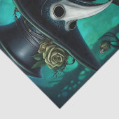 Groene en Blauwe Cartoon Pest Doctor Decoupage Tissuepapier (Detail)