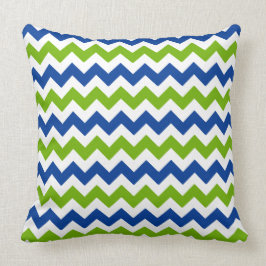Groene en Blauwe Chevron en Polka Dots Kussen