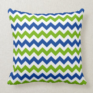 Groene en Blauwe Chevron en Polka Dots Kussen