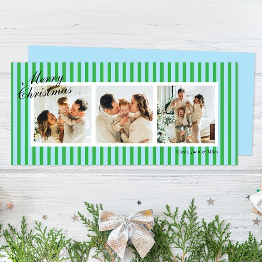 Groene en Blauwe Chic Verticale Strepen 3 Foto