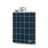Groene en Blauwe Clan Forbes Tartan Monogram Heupfles (Links)