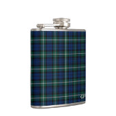 Groene en Blauwe Clan Forbes Tartan Monogram Heupfles (Rechts)