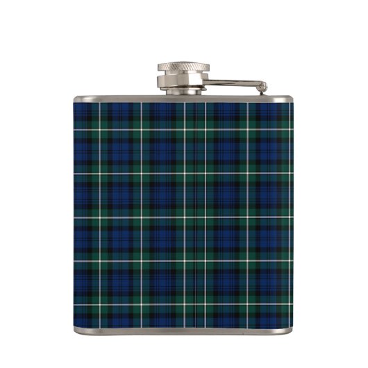 Groene en Blauwe Clan Forbes Tartan Monogram Heupfles (Achterkant)