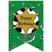 Groene en blauwe Cowboy Teddy Bear Verjaardag Bann Vlaggetjes (Eerste vlag)