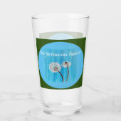 Groene en Blauwe Daisy Bloem Gepersonaliseerd Glas (Achterkant)