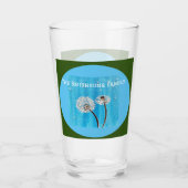 Groene en Blauwe Daisy Bloem Gepersonaliseerd Glas (Voorkant)