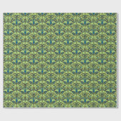 Groene en blauwe Damask Cadeaupapier (Vlak)