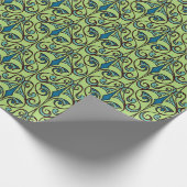 Groene en blauwe Damask Cadeaupapier (Hoek)