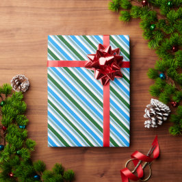Groene en blauwe diagonaal-pepermuntenstrepen cadeaupapier