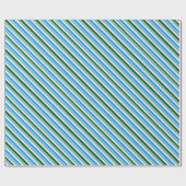 Groene en blauwe diagonaal-pepermuntenstrepen cadeaupapier (Vlak)