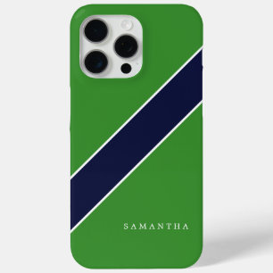 Groene en blauwe diagonale streep gepersonaliseerd iPhone 15 pro max hoesje