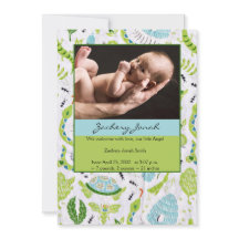 Groene en blauwe dieren Foto Baby Jongen Aankondig