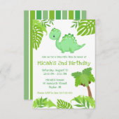 Groene en blauwe Dino-mijt Tijd van geboorte Parti Kaart (Voorkant / Achterkant)