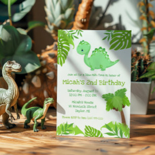 Groene en Blauwe Dino-Mite Verjaardagsfeestje  Kaart