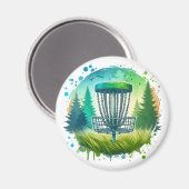 Groene en Blauwe Disc Golf Thema Magneet (Voorkant / Achterkant)