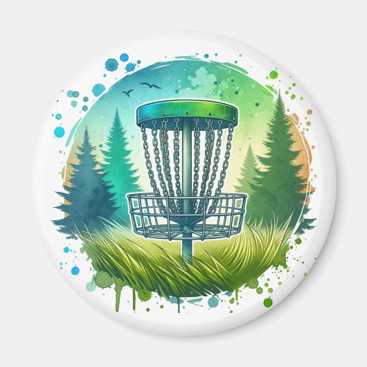 Groene en Blauwe Disc Golf Thema Magneet (Voorkant)