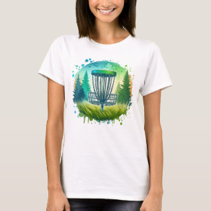 Groene en Blauwe Disc Golf Thema T-shirt