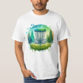 Groene en Blauwe Disc Golf Thema T-shirt (Voorkant)