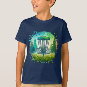 Groene en Blauwe Disc Golf Thema T-shirt