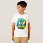 Groene en Blauwe Disc Golf Thema T-shirt (Voorkant volledig)