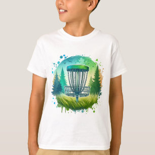 Groene en Blauwe Disc Golf Thema T-shirt