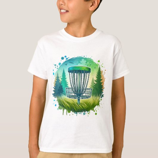 Groene en Blauwe Disc Golf Thema T-shirt (Voorkant)