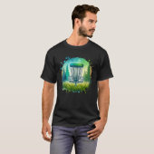 Groene en Blauwe Disc Golf Thema T-shirt (Voorkant volledig)