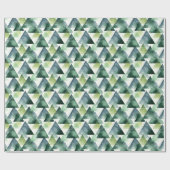 Groene en blauwe driehoeken op wit cadeaupapier (Vlak)
