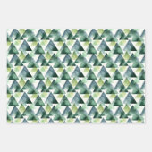 Groene en blauwe driehoeken op wit inpakpapier vel (Voorkant)