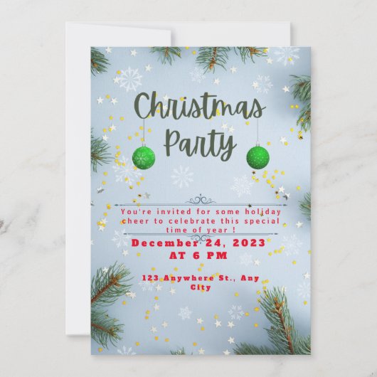 Groene en blauwe elegante kerstfeest uitnodiging (Voorkant)