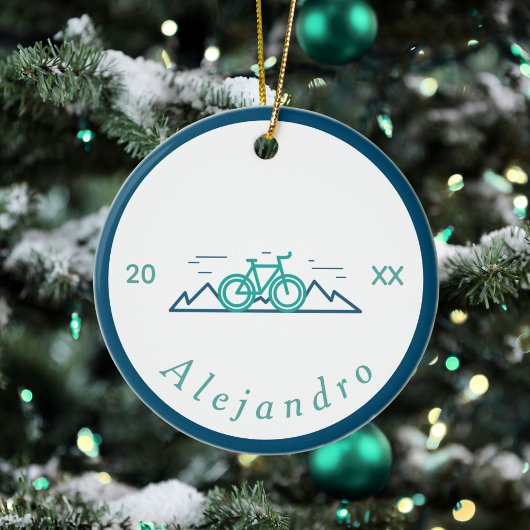 Groene en blauwe fietsthema Design Bicycle Bike Keramisch Ornament
