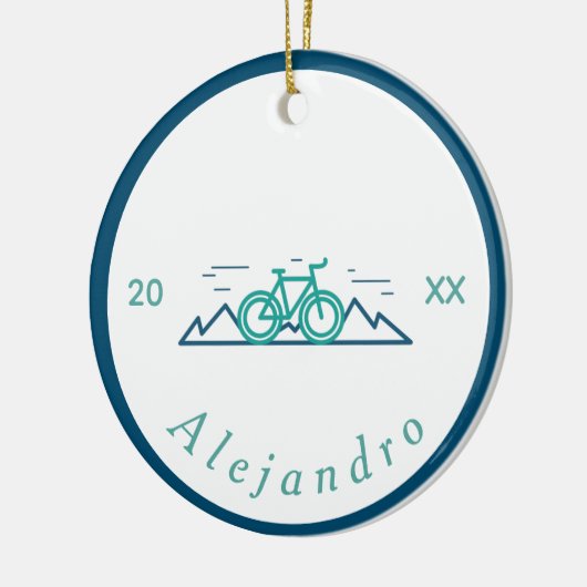 Groene en blauwe fietsthema Design Bicycle Bike Keramisch Ornament (Links)