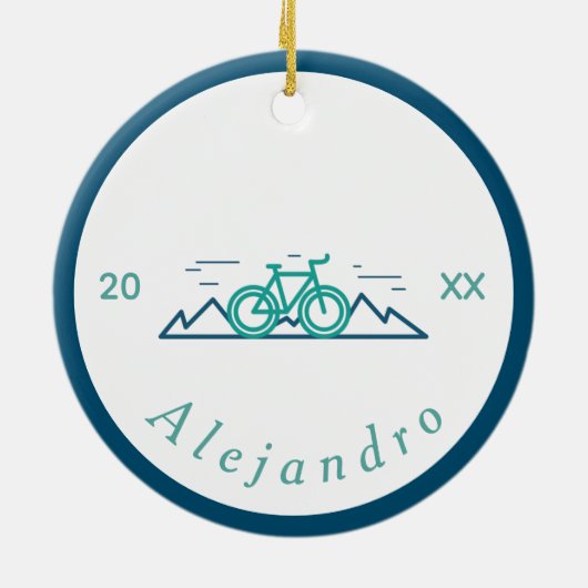 Groene en blauwe fietsthema Design Bicycle Bike Keramisch Ornament (Achterkant)