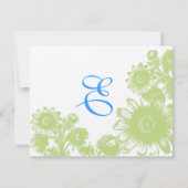 Groene en Blauwe  Floral RSVP Kaartje (Achterkant)