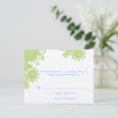 Groene en Blauwe  Floral RSVP Kaartje (Staand voorkant)