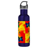 Groene en Blauwe Florets in vlammen Waterfles (Voorkant)