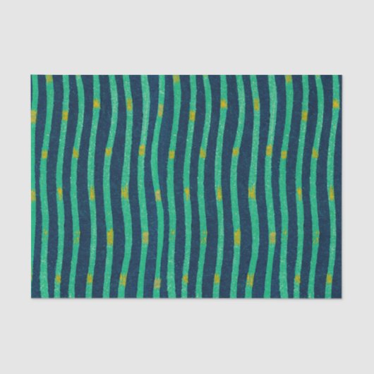 GROENE EN BLAUWE GESRIPEERD tissuepapier (Voorkant)