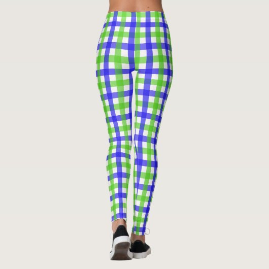 Groene en blauwe Gingham Leggings (Achterkant)